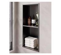 GFAZXDS Insert mural de niche de douche en acier inoxydable, pas de carrelage nécessaire, étagère de rangement étanche pour shampooing/savon, 1/2/3/4 compartiments (7854341-gris foncé/2 couches)