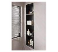 GFAZXDS Insert mural de niche de douche en acier inoxydable, pas de carrelage nécessaire, étagère de rangement étanche pour shampooing/savon, 1/2/3/4 compartiments (7854341-noir, 4 couches)