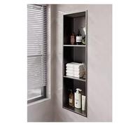 GFAZXDS Insert mural de niche de douche en acier inoxydable, pas de carrelage nécessaire, étagère de rangement étanche pour shampooing/savon, 1/2/3/4 compartiments (7854341-gris foncé/3 couches)