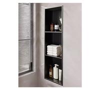 GFAZXDS Insert mural de niche de douche en acier inoxydable, pas de carrelage nécessaire, étagère de rangement étanche pour shampooing/savon, 1/2/3/4 compartiments (7854341-noir, 3 couches)