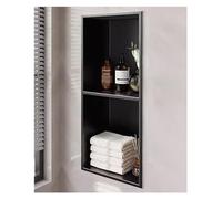 GFAZXDS Insert mural de niche de douche en acier inoxydable, pas de carrelage nécessaire, étagère de rangement étanche pour shampooing/savon, 1/2/3/4 compartiments (7854341-Noir-2 couches)