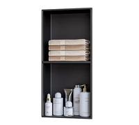 GFAZXDS Niche de douche murale encastrée en acier inoxydable, pas de carrelage nécessaire, étagère de rangement moderne multicouche, rectangulaire carrée (7854334-Noir-70 x 28 x 12,5 cm)