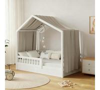GFCC Ciel de Lit Cabane Ensemble de Décoration 1 Pièces 135 x 360 cm Camel | Rideaux Lit Cabane Enfant Baldaquin Ciel en Tissu de Maison Chambre pour Fille Garçon