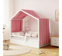 GFCC Ciel de Lit Cabane Ensemble de Décoration 1 Pièces 135 x 360 cm Rose | Rideaux Lit Cabane Enfant Baldaquin Ciel en Tissu de Maison Chambre pour Fille Garçon