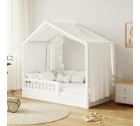 GFCC Ciel de Lit Cabane Ensemble de Décoration avec 1 Pièces Rideaux Lit Cabane Enfant Baldaquin Ciel en Tissu de Maison Chambre pour Fille Garçon,135 x 360 cm Blanc