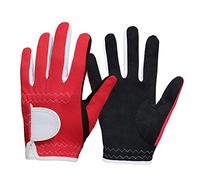 GFDSGRE Gants De Golf 1 Paire Gants de Golf Enfants Junior Gauche Main Droite Pluie adhérence 3D Performance Maille Fibre Molle antidérapante(Red,L)