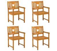 GFEROMRF Lot de 4 chaises de jardin en bois d'acacia massif naturel | Dossier ergonomique, accoudoirs plats, résistant aux intempéries, huilé, facile d'entretien pour l'extérieur