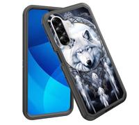 GFEWYTJYJ Coque pour Galaxy A17 5G 6,7" 2025 - Protection intégrale résistante aux chocs - 3 couches - Motif attrape-rêves - Loup
