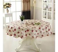 GFFJHGGD Nappe en PVC imperméable, Nappe Ronde en Toile cirée, décoration de Table à Manger, pour Cuisine, Salle à Manger - Ivoire - 135 cm de diamètre