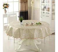 GFFJHGGD Nappe en PVC imperméable, Nappe Ronde en Toile cirée, décoration de Table à Manger, pour Cuisine, Salle à Manger - Gris Clair - 180 cm de diamètre