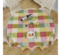 GFFJHGGD Nappe en PVC imperméable, Nappe Ronde en Toile cirée, décoration de Table à Manger, pour Cuisine, Salle à manger-bleu-150 cm de diamètre