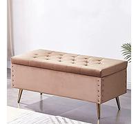 GFHOOZ Banc de lit avec Rangement, Repose-Pieds rembourré Confortable pour Le Salon, Pouf Luxueux en Velours, Jaune, 60 x 45 x 45 cm, Marron Clair, 80 x 45 x 45 cm