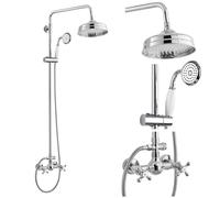 GFHOOZ Ensemble de Robinet de Douche de Salle de Bain Moderne en Chrome Poli avec pommeau de Douche à Effet Pluie de 8 Pouces, douchette à Main et poignées croisées Doubles, mit