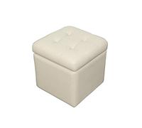 GFHOOZ Pouf de Rangement Cube, Pouf en Cuir matelassé, Repose-Pieds carré Pliable rembourré, siège Moelleux pour Salon - Blanc