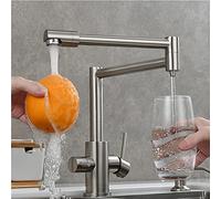 GFHOOZ Robinets d'évier Robinet de Cuisine à Montage sur Pont avec Remplissage de Casserole avec Eau Potable Robinet mélangeur de Cuisine à Double poignée pour Eau Froide et cha