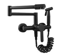 GFHOOZ Robinetterie de Cuisine, Robinet Mural à rallonge Pliable pour Eau Chaude et Froide, mitigeur de Cuisine en cuivre avec Robinet de Bidet, Noir (Couleur : Nero)