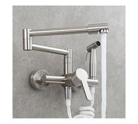 GFHOOZ Robinetterie de Cuisine, Robinet Mural à rallonge Pliable pour Eau Chaude et Froide, mitigeur de Cuisine en cuivre avec Robinet de Bidet, Noir (Couleur : brossé)