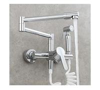 GFHOOZ Robinetterie de Cuisine, Robinet Mural à rallonge Pliable pour Eau Chaude et Froide, mitigeur de Cuisine en cuivre avec Robinet de Bidet, Noir (Couleur : Cromo)