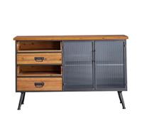 GFHTRELY Buffet haut en fer et bois massif de style industriel, buffet ancien rétro pour restaurant, café, bar, meuble de cuisine