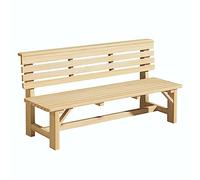 GFHTRELY Meuble d'entrée simple pour extérieur, chaises de parc en bois massif, banc d'extérieur rustique en bois avec dossier pour balcon, terrasse, porche, arrière-cour (150 cm)