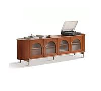 GFHTRELY Meuble TV de 78,7 Pouces avec 4 Portes en Verre, étagères Ouvertes, Meuble Rangement for Console Centre multimédia Divertissement Salon Meuble TV