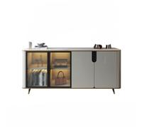 GFHTRELY Meuble TV multifonctionnel pour salon, centre de divertissement, armoire audiovisuelle, porte en verre, buffet de rangement, console multimédia (160 x 40 x 85 cm)