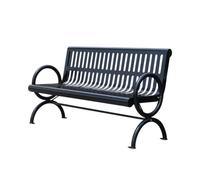 GFHTRELY Meubles D'entrée Chaise De Parc Extérieure en Fer, Double Banc D'extérieur en Métal Noir, Dossier Carré Communautaire, Siège De Parc Soudé Chaises D'extérieur(A,150CM)