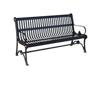 GFHTRELY Meubles D'entrée Chaise De Parc Extérieure en Fer, Double Banc D'extérieur en Métal Noir, Dossier Carré Communautaire, Siège De Parc Soudé Chaises D'extérieur(B,150CM)