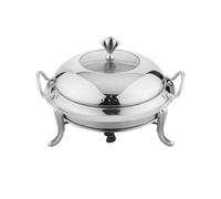 GFHVDC Ensemble complet de plats à récurer de 3 litres avec chauffe-aliments, cadre de carburant et pieds de soutien, en acier inoxydable, pour toute fête, argenté