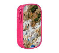 Gfhwpxcnb Grande trousse à crayons avec compartiments pour garçons et filles - Motif architecture grecque - Organiseur de papeterie pour bureau, fournitures scolaires - Noir, rose, Taille unique,