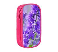Gfhwpxcnb Grande trousse à crayons avec compartiments pour garçons et filles - Motif fleurs de lavande violette - Organiseur de papeterie pour bureau, fournitures scolaires - Noir, rose, Taille