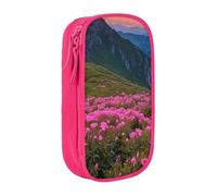 Gfhwpxcnb Grande trousse à crayons avec compartiments pour garçons et filles, motif fleurs violettes, prairie, montagne, trousse à crayons pour bureau, fournitures scolaires, noir, rose, Taille