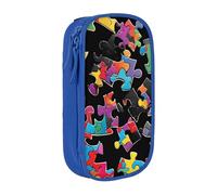 Gfhwpxcnb Grande trousse à crayons avec compartiments pour la sensibilisation à l'autisme - Motif cœur - Pour garçons et filles - Noir, bleu, Taille unique, Trousse de maquillage