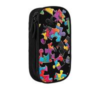 Gfhwpxcnb Grande trousse à crayons avec compartiments pour la sensibilisation à l'autisme - Motif cœur - Pour garçons et filles - Noir, Noir , Taille unique, Trousse de maquillage