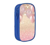 Gfhwpxcnb Grande trousse à crayons avec motifs de ballons à paillettes roses pour garçons et filles, grande trousse à crayons avec compartiments pour fournitures scolaires de bureau, noir, bleu,