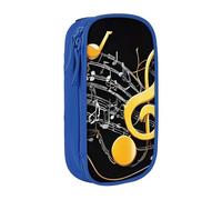 Gfhwpxcnb Grande trousse à crayons colorée avec notes de musique pour garçons et filles, grande trousse à crayons avec compartiments pour fournitures scolaires de bureau, noir, bleu, Taille unique,