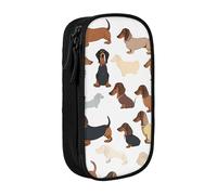 Gfhwpxcnb Grande trousse à crayons « I Love My Dog Teckels » pour garçons et filles, grande trousse à crayons avec compartiments pour stylos, trousse de papeterie pour bureau, fournitures scolaires,