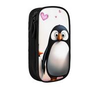 Gfhwpxcnb Grande trousse à crayons « I Love Penguins » pour garçons et filles, grande trousse à crayons avec compartiments pour stylos, trousse de papeterie pour bureau, fournitures scolaires, noir,