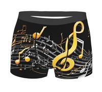 Gfhwpxcnb Sous-vêtements colorés imprimés notes de musique pour hommes, caleçons boxeurs confortables et respirants extensibles pour hommes, Noir , M