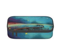 Gfhwpxcnb Trousse à crayons de grande capacité avec compartiment pour filles, garçons et adultes Motif pont à une planche The Stars Beside The Single Plank Bridge, Noir , Taille unique, Trousse de