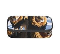 Gfhwpxcnb Trousse à crayons de grande capacité avec compartiment pour filles, garçons et adultes Motif Lions in the Snow, Noir , Taille unique, Trousse de maquillage