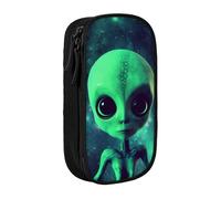 Gfhwpxcnb Trousse à crayons verte Alien pour garçons et filles, grande trousse à crayons avec compartiments pour stylos, papeterie, fournitures scolaires pour bureau, fournitures scolaires, noir, Noir