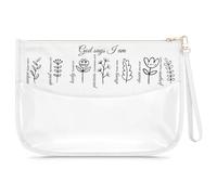 Gfhzdmf Cadeau chrétien pour fille, trousse de maquillage transparente, cadeau inspirant pour femme, amie, verset religieux, cadeau de la Bible, cadeau pour maman, elle, amie, trousse de maquillage