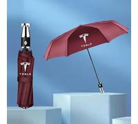 GFHZZS Cadeau de Voiture Parapluie Pliant pour Tesla Model Y 2020-2023 2024,avec Emblème Voiture Parapluie Adulte Voyage Coupe-Vent Revêtement Effet Lotus Séchage Rapide Accessoires Voiture,C-Red