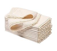 GFI LINEN CLUBS Flax by Flax Lot de 12 serviettes de table en lin avec dentelle 50,8 x 50,8 cm - Naturelles, élégantes et réutilisables, en lin de qualité supérieure, parfaites pour la salle à manger,