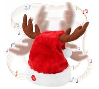 Gfilay Chapeau de renne chantant et dansant, chapeau de Noël musical électrique