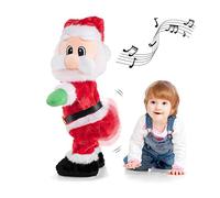 Gfilay Pere Noel Qui Twerk - Pere Noel Qui Danse avec Musique, Poupée en Peluche Animée de Noël Chantant des Chansons en Anglais, Jouets de Noël pour Enfants