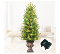 Gfilay Sapin de Noël Artificiel en Pot pré-éclairé de 1,2 m avec lumières - Arbre de Noël à Piles avec 8 Modes d'éclairage, Branches de pin Vertes pour décoration de Vacances extérieure ou intérieure