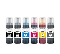 GFJHFDCR Bouteille d'encre Couleur à Base d'eau 554 555, Compatible avec Les Fournitures d'imprimante T554 T555 L8160 L8180 Compatible avec numéro de pièce 554 555(BK-PBK-C-M-Y-GY)