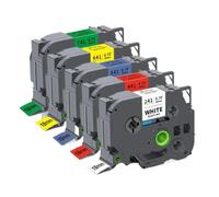 GFJHFDCR Ruban d'étiquettes laminé Noir sur Blanc, 2 pièces, 5 pièces, 18mm, TZe241 Tze-241 TZ 241, Compatible avec Les Fabricants d'étiquettes(5PK 5Mixed Colors)